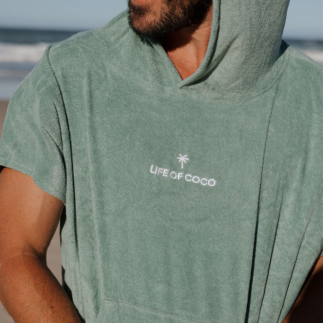 Adult Hooded Towel Poncho | Sage Green