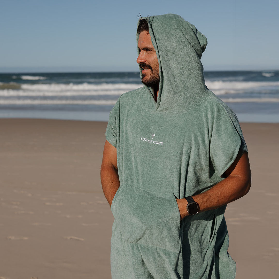 Pre-sale Adult Hooded Towel Poncho | Sage Green