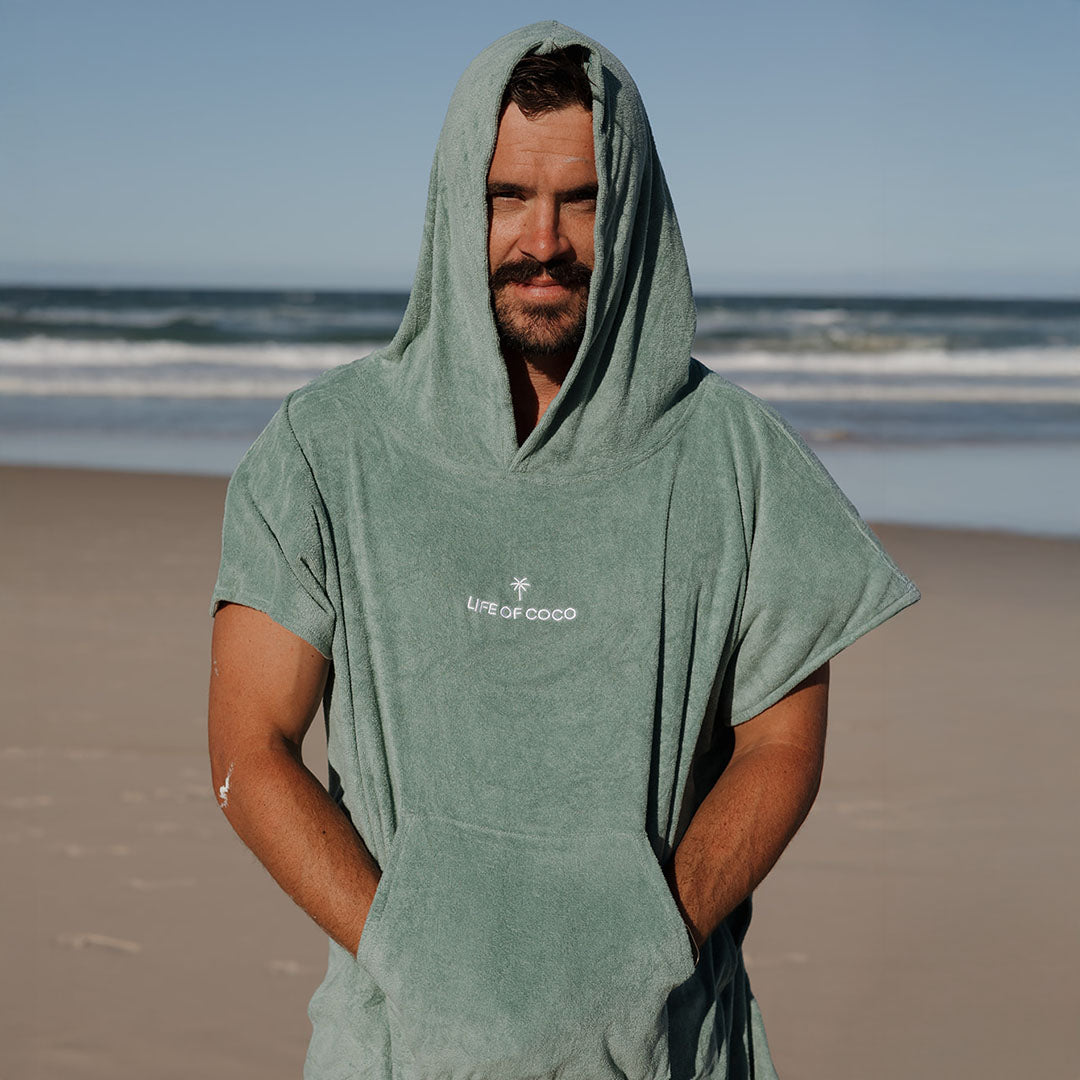 Pre-sale Adult Hooded Towel Poncho | Sage Green
