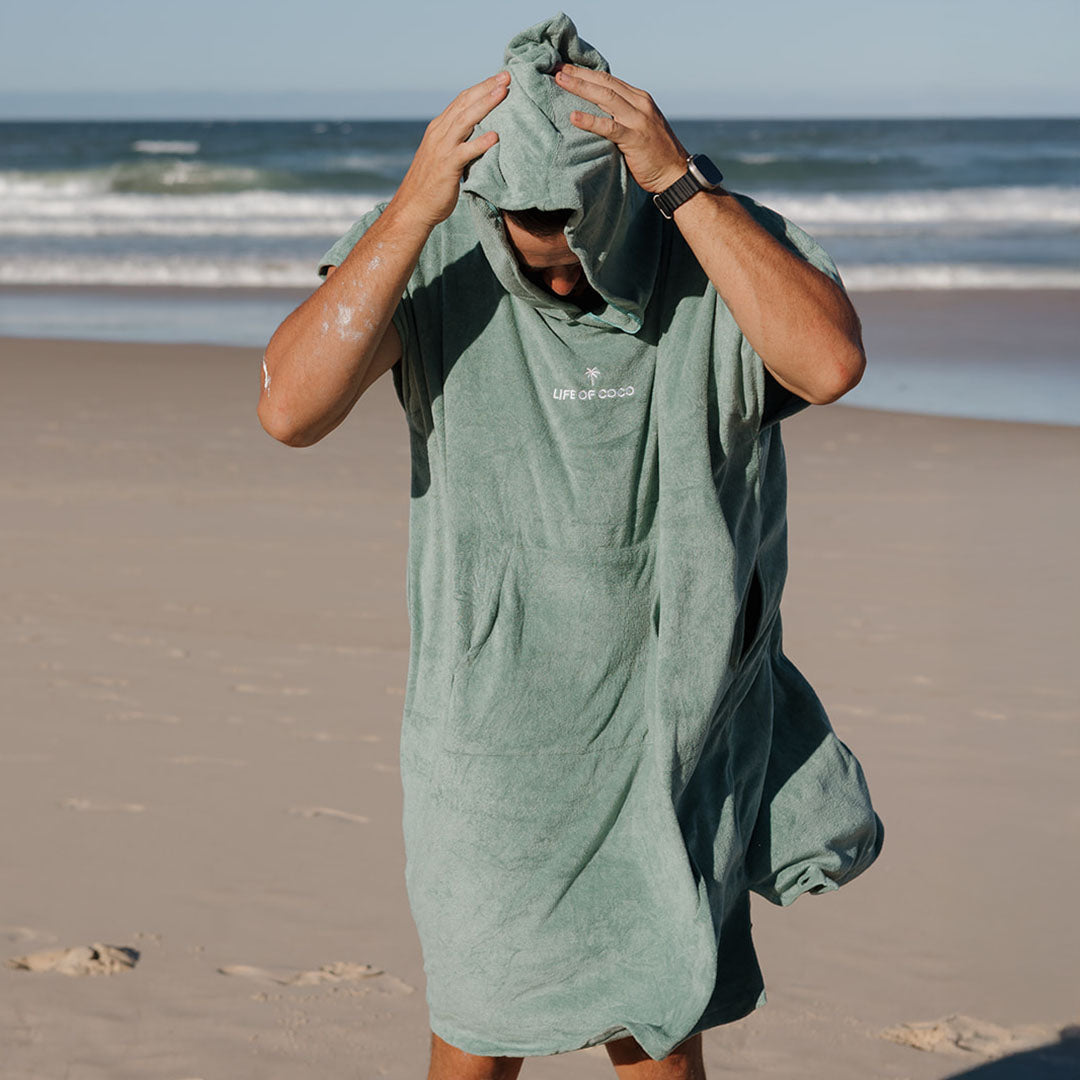 Adult Hooded Towel Poncho | Sage Green