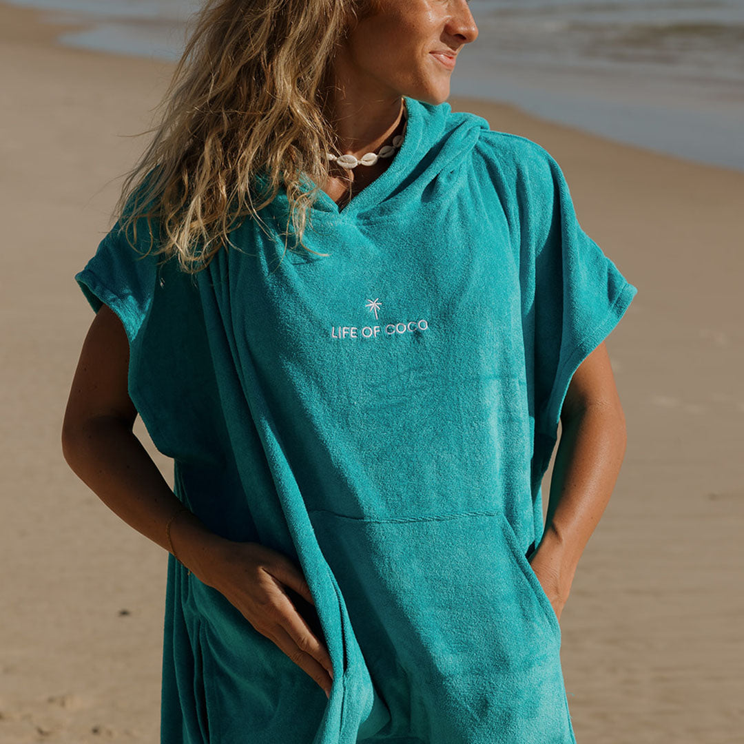 Adult Hooded Towel Poncho | Aqua