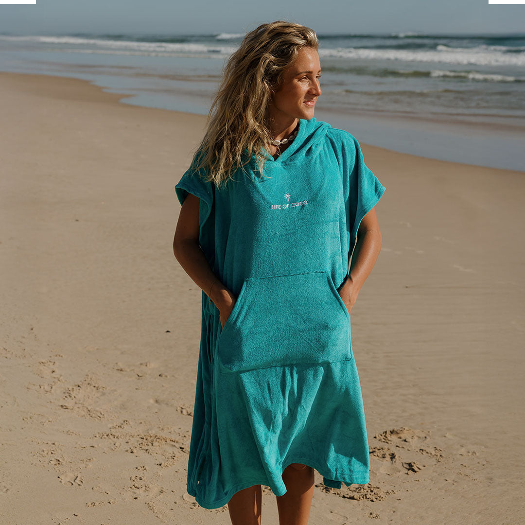 Adult Hooded Towel Poncho | Aqua