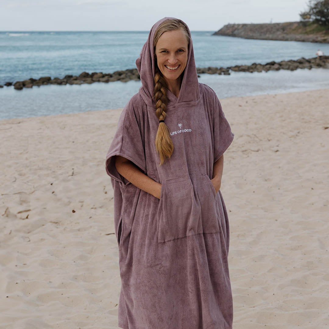 Adult Hooded Towel Poncho | Purple