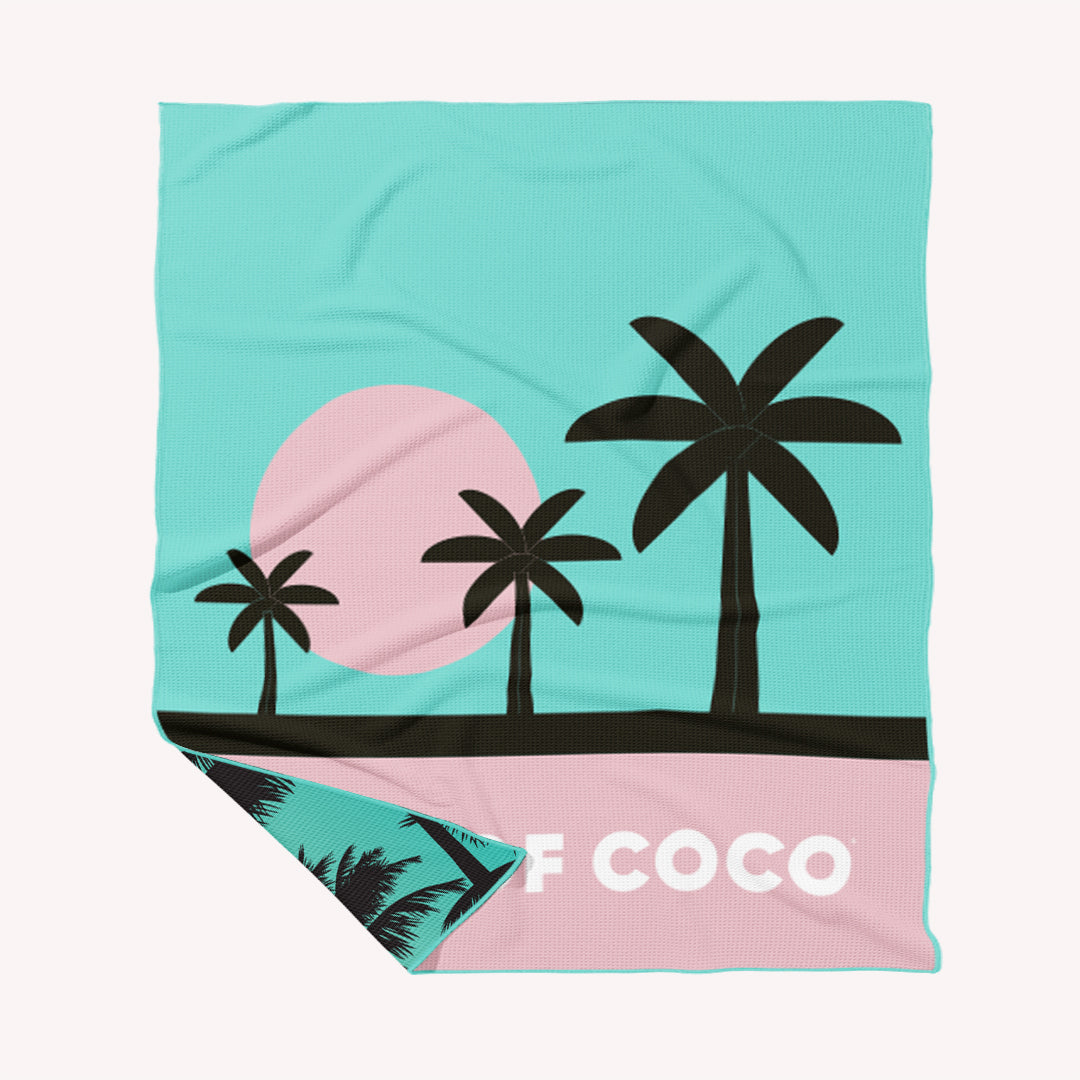 Double Sand Free Beach Towel With Miami Palm Trees Design