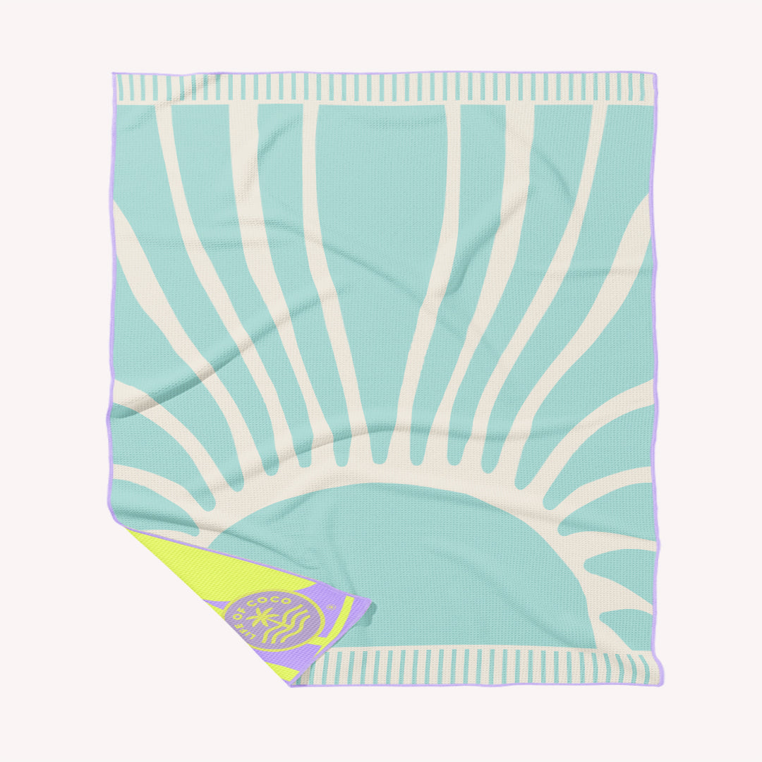 Front Side of Positano Lemon Sand Free Beach Towel