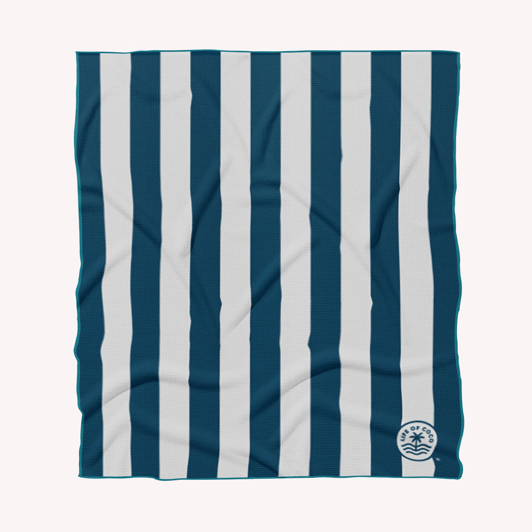 Santorini Stripes Sand free beach towel by Life of coco
