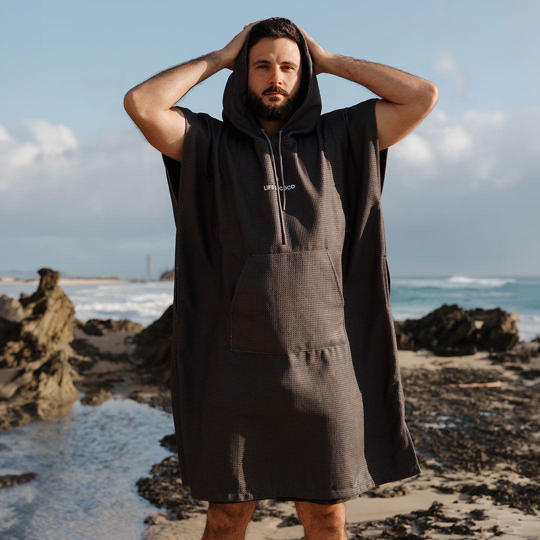 PRE ORDER Sand Free Adult Hooded Towel | Black