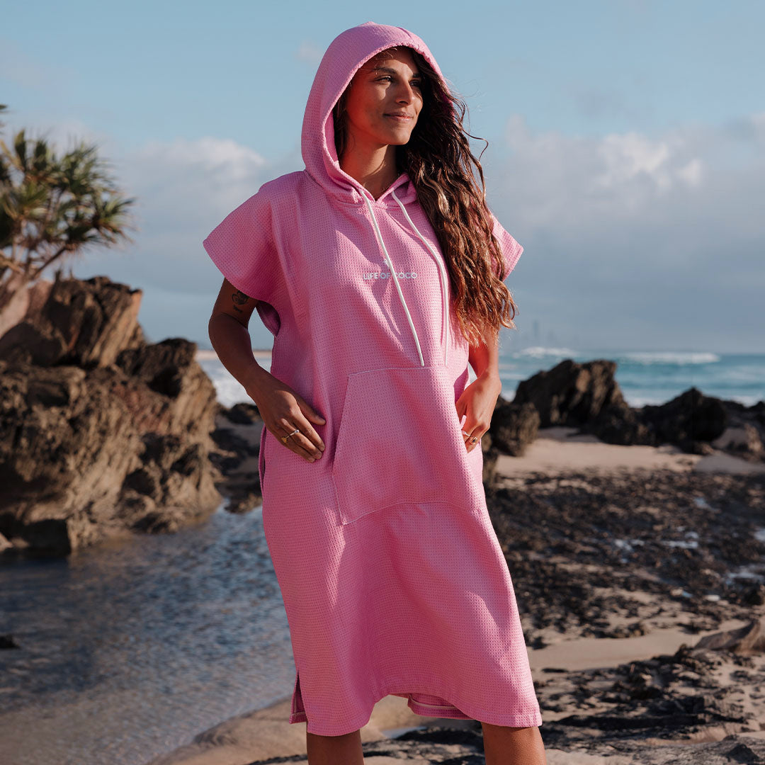 Sand Free Adult Hooded Towel Poncho | Pink