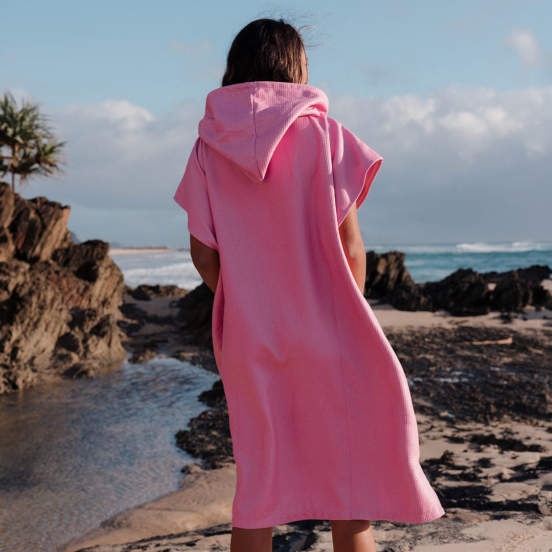 PRE ORDER Sand Free Adult Hooded Towel Poncho | Pink