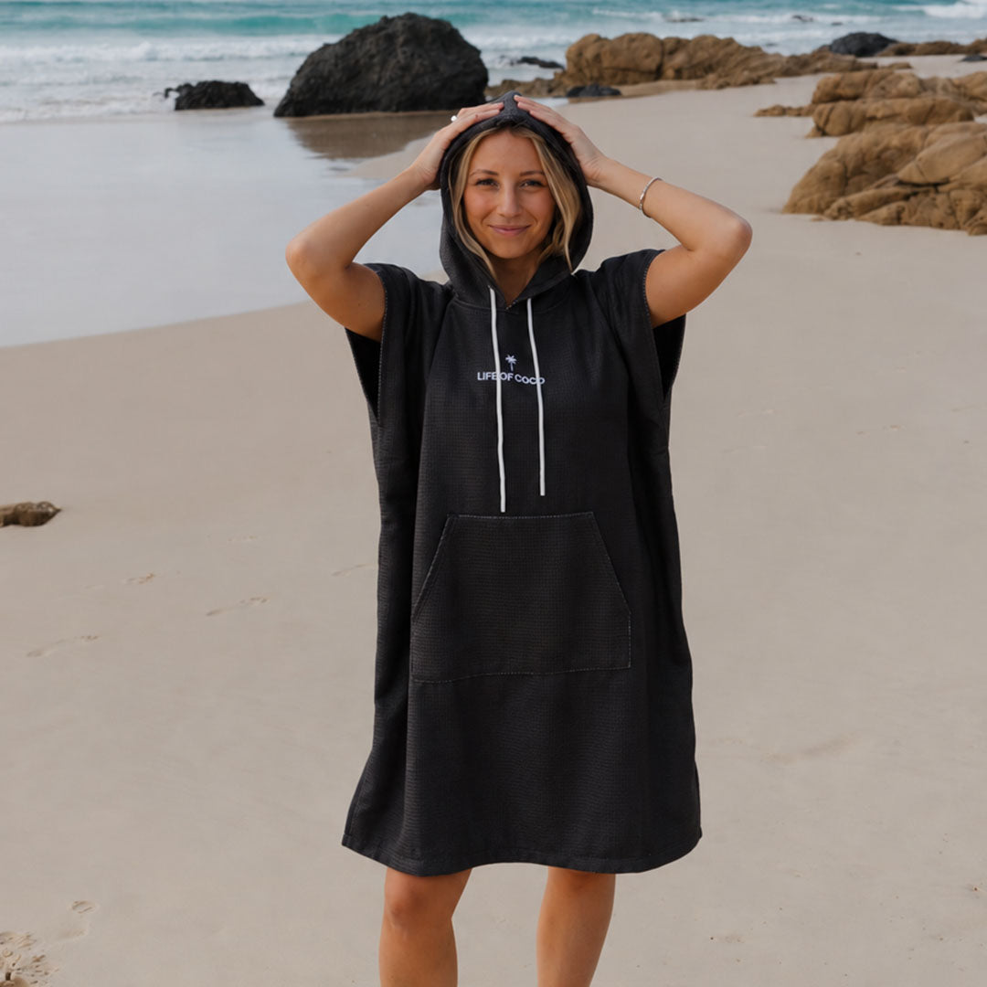 PRE ORDER Sand Free Adult Hooded Towel | Black