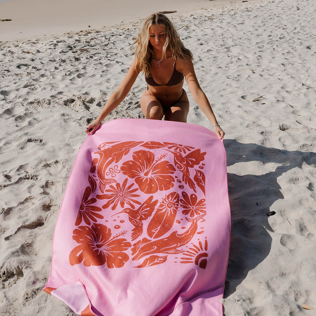 PRE ORDER Sand Free Beach Towel | Single | Costa Rica Hibiscus