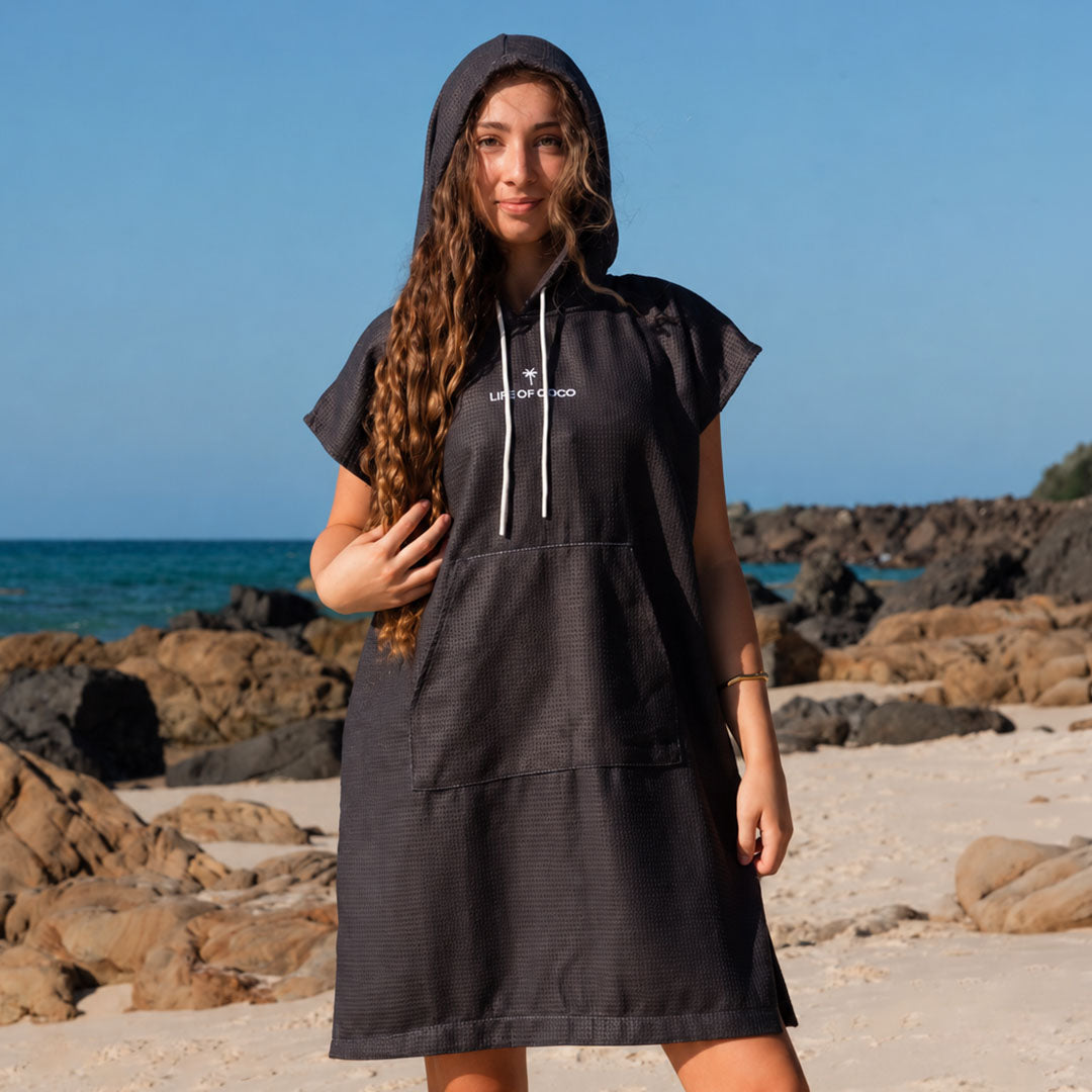 PRE ORDER Sand Free Teen Hooded Towel | Black