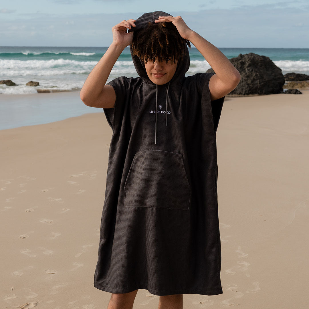 PRE ORDER Sand Free Teen Hooded Towel | Black