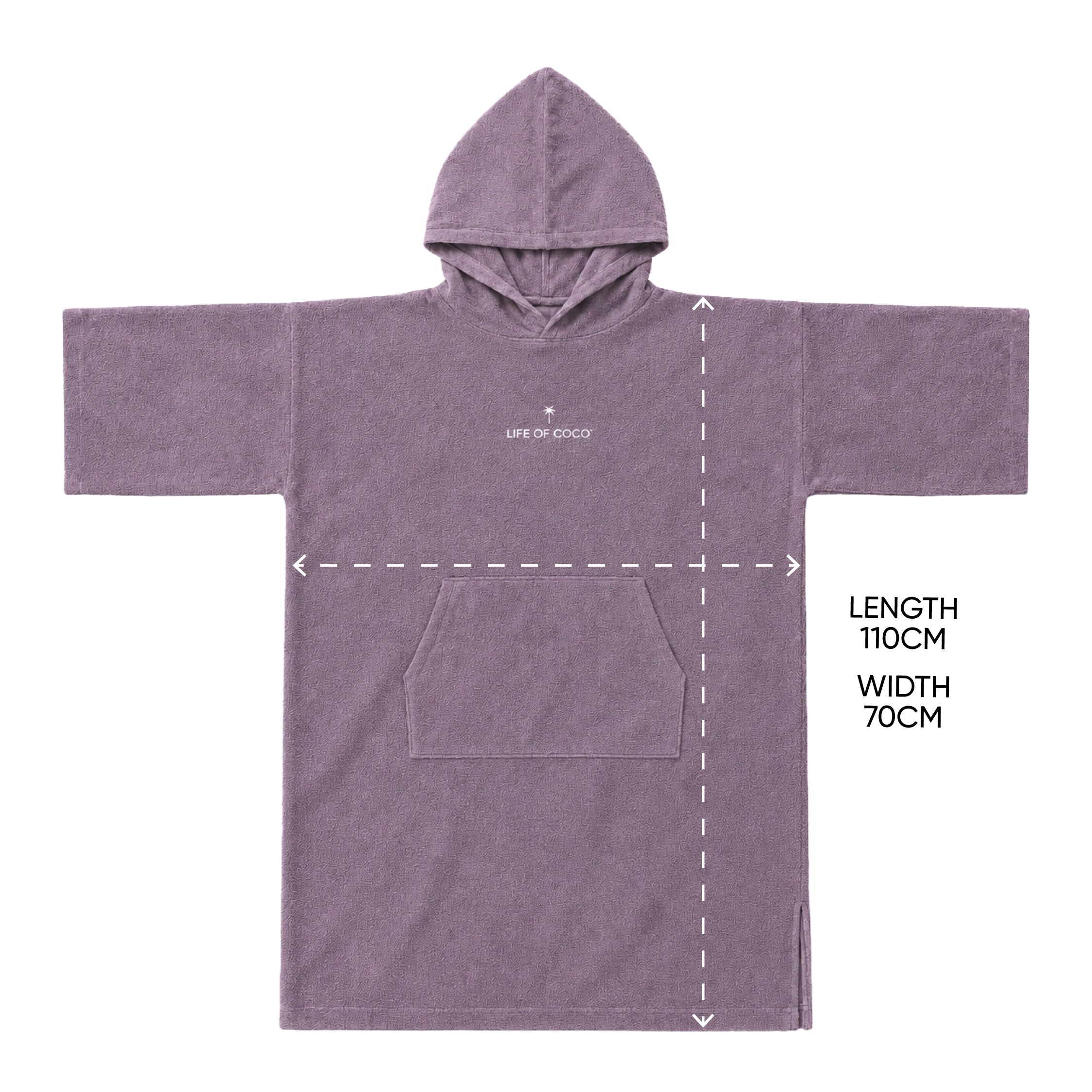 Adult Long Sleeve Hooded Towel Poncho | Purple