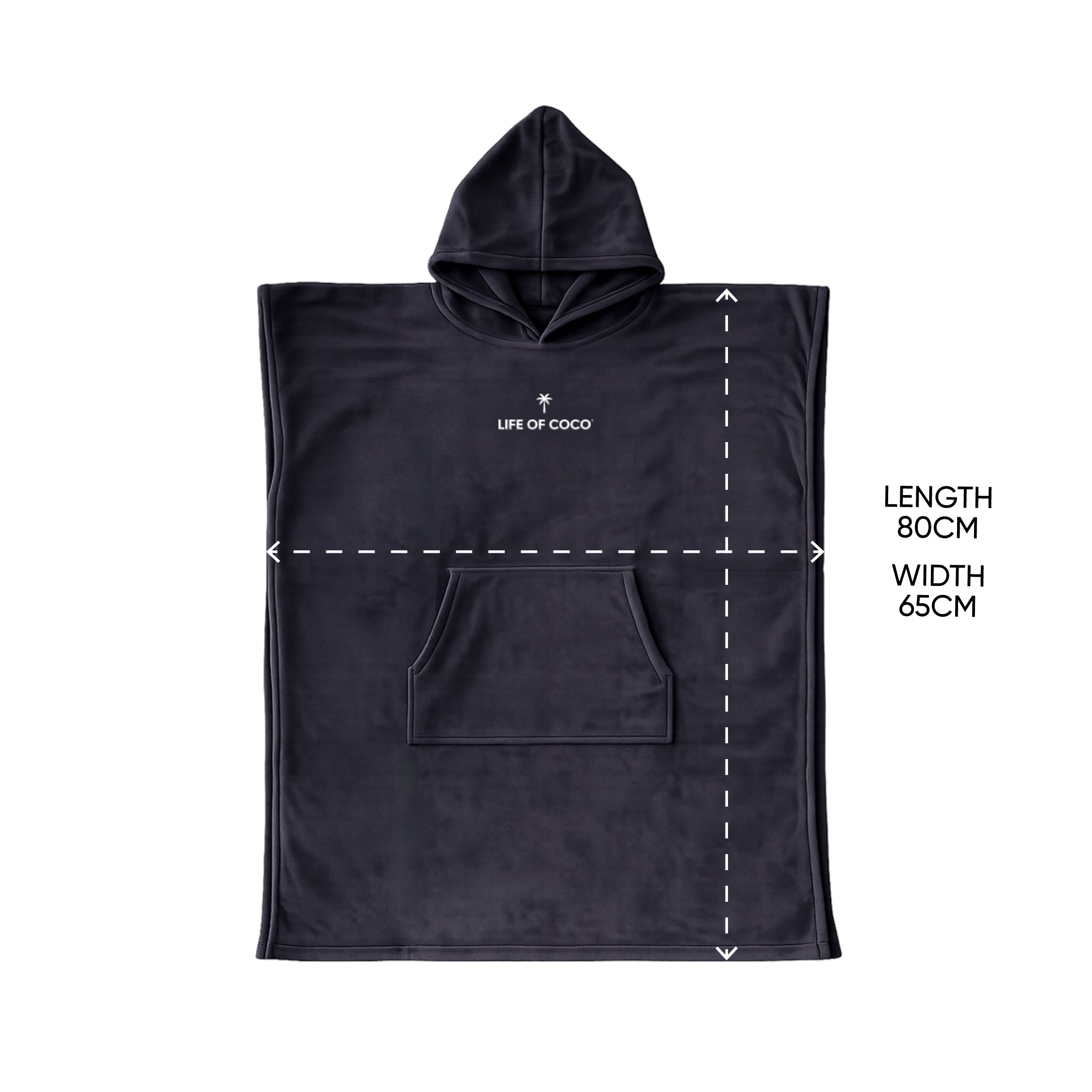 Teen Hooded Towel Poncho | Black