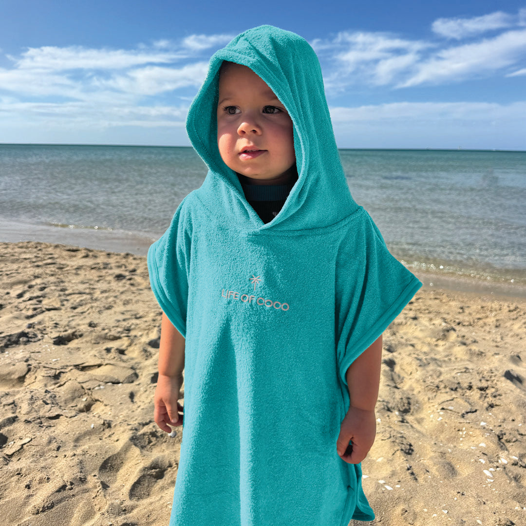 Kids Hooded Towel Poncho | Aqua