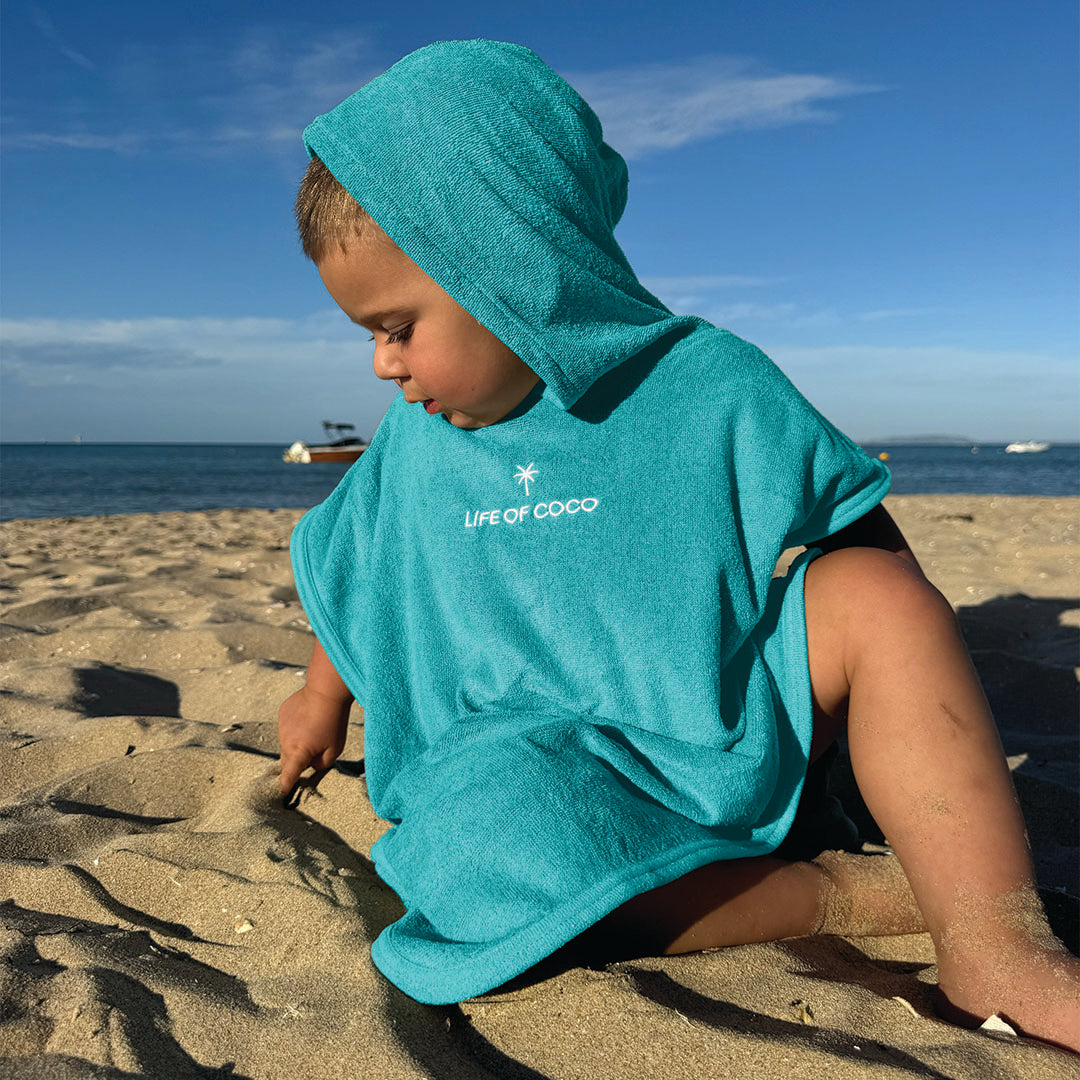 Kids Hooded Towel Poncho | Aqua