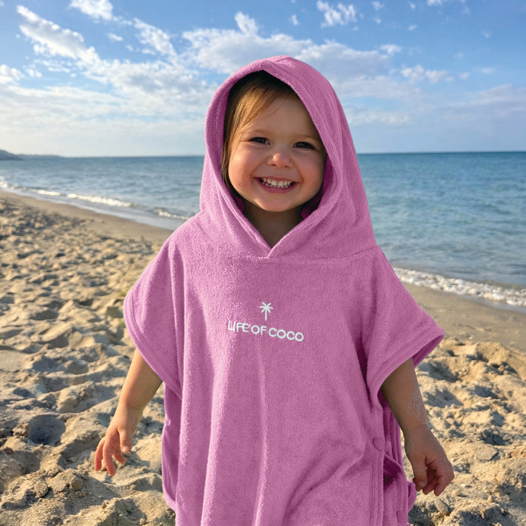Kids Hooded Towel Poncho | Pink