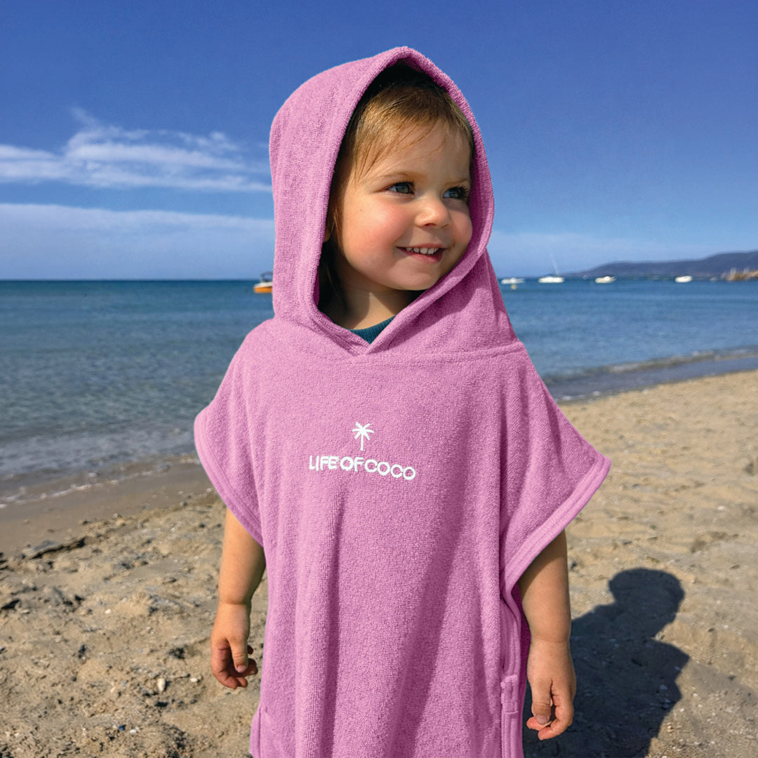 Kids Hooded Towel Poncho | Pink