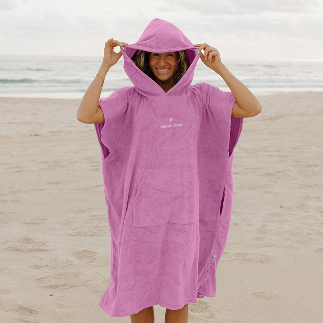Adult Hooded Towel Poncho | Pink