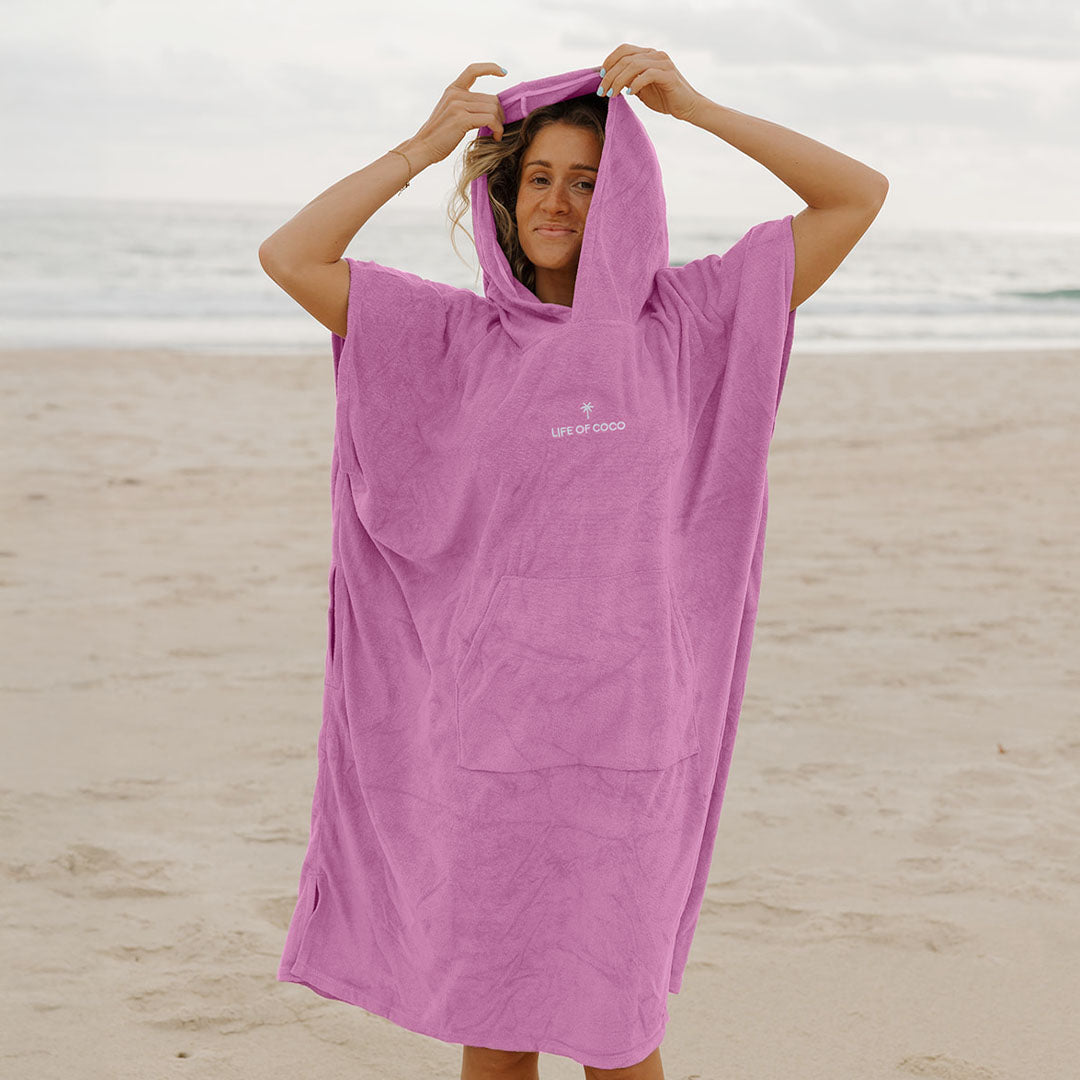 Adult Hooded Towel Poncho | Pink