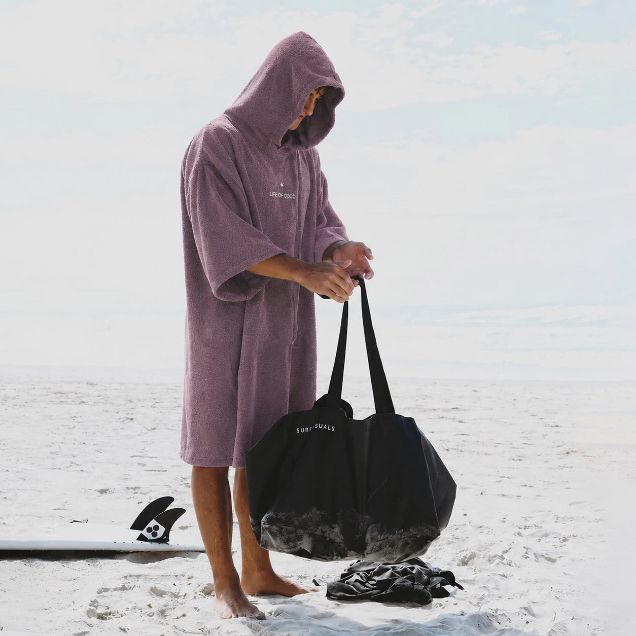 Adult Long Sleeve Hooded Towel Poncho | Purple