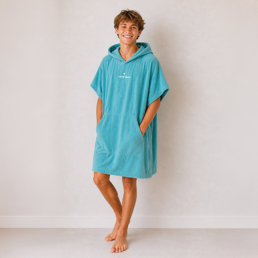 Teen Hooded Towel Poncho | Aqua