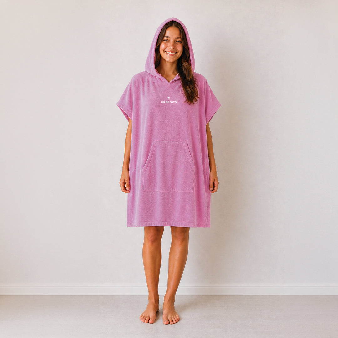 Teen Hooded Towel Poncho | Pink