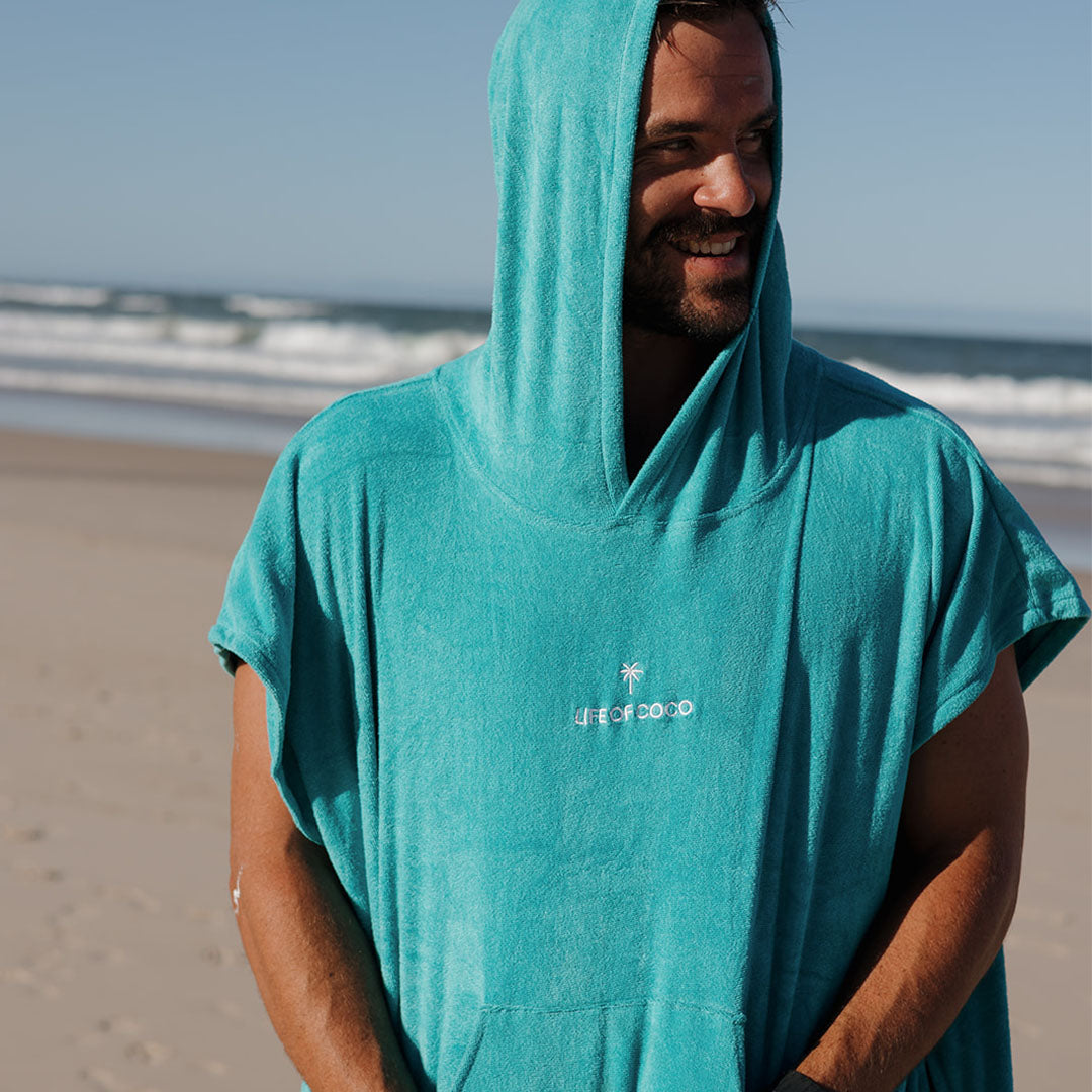 Adult Hooded Towel Poncho | Aqua