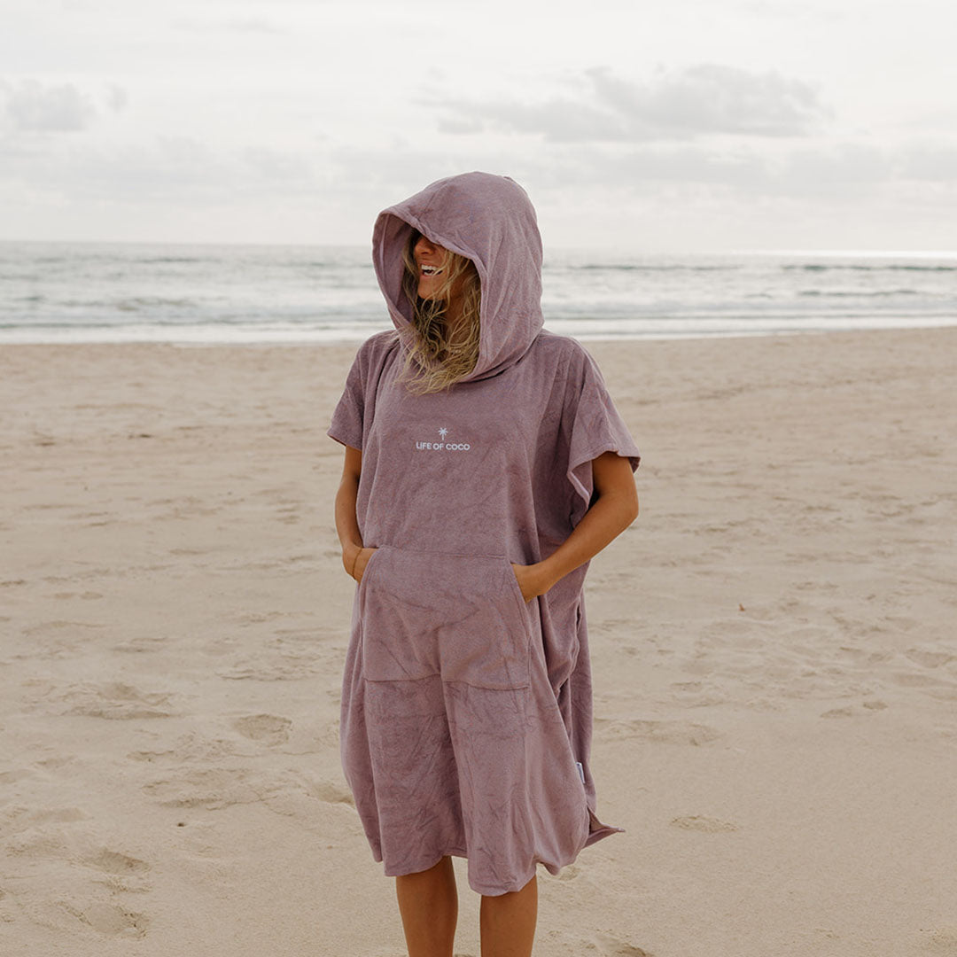Adult Hooded Towel Poncho | Purple