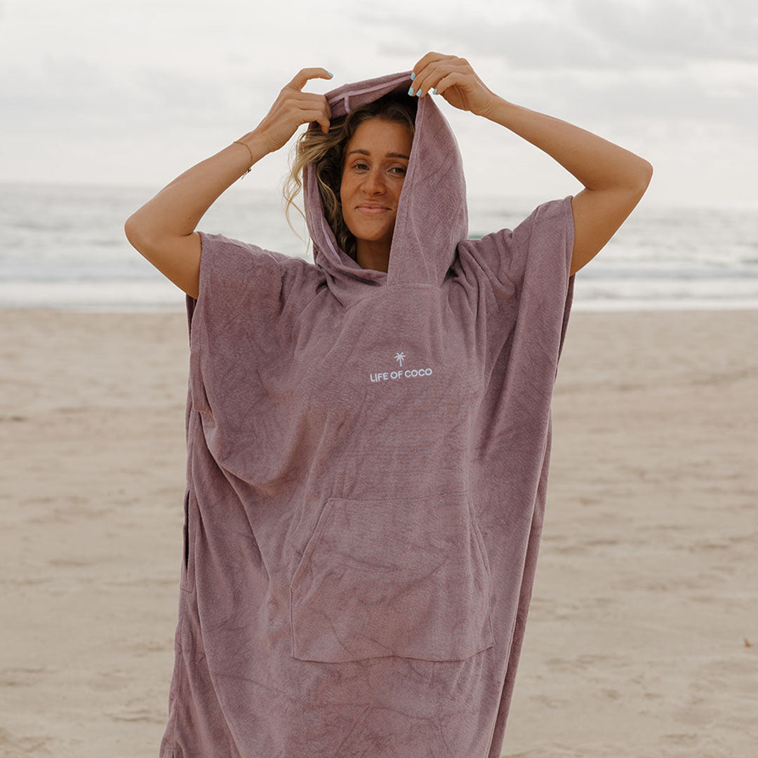 Adult Hooded Towel Poncho | Purple