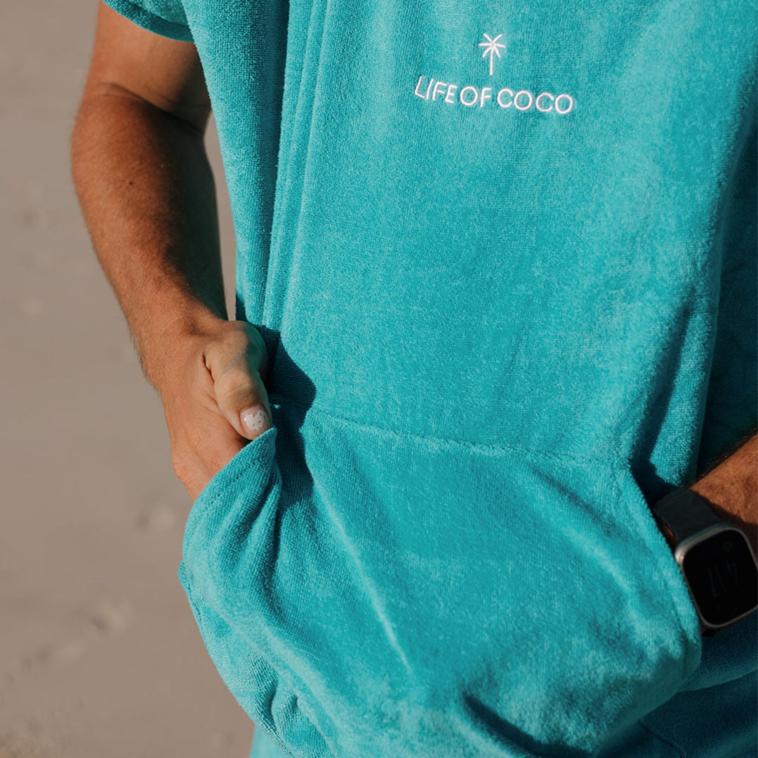 Adult Hooded Towel Poncho | Aqua