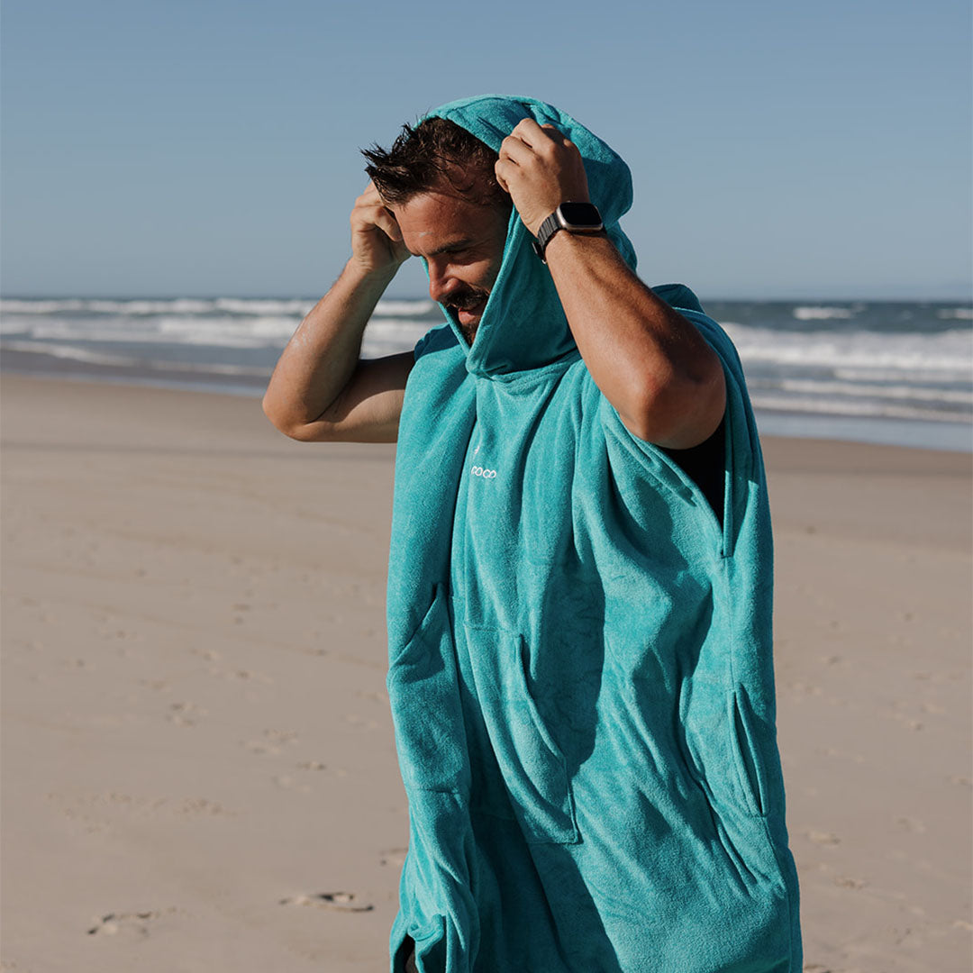Adult Hooded Towel Poncho | Aqua