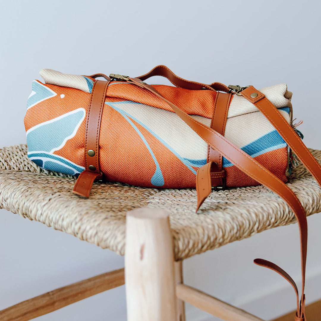 Reversible Picnic Rug / Beach Blanket 2m x 1.7m with FREE CARRY STRAP - Turtle Dreams