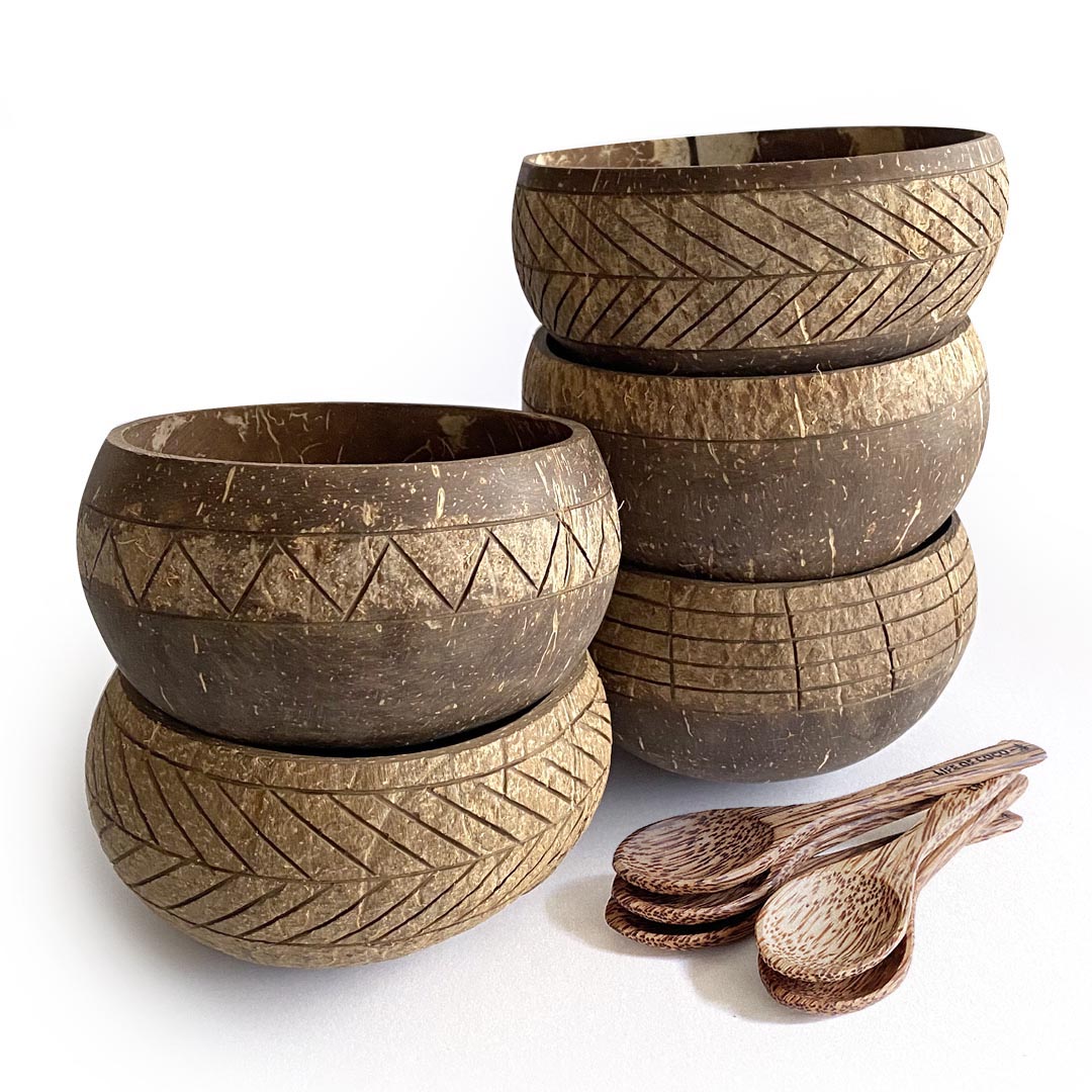 Jumbo boho carved coconut bowls