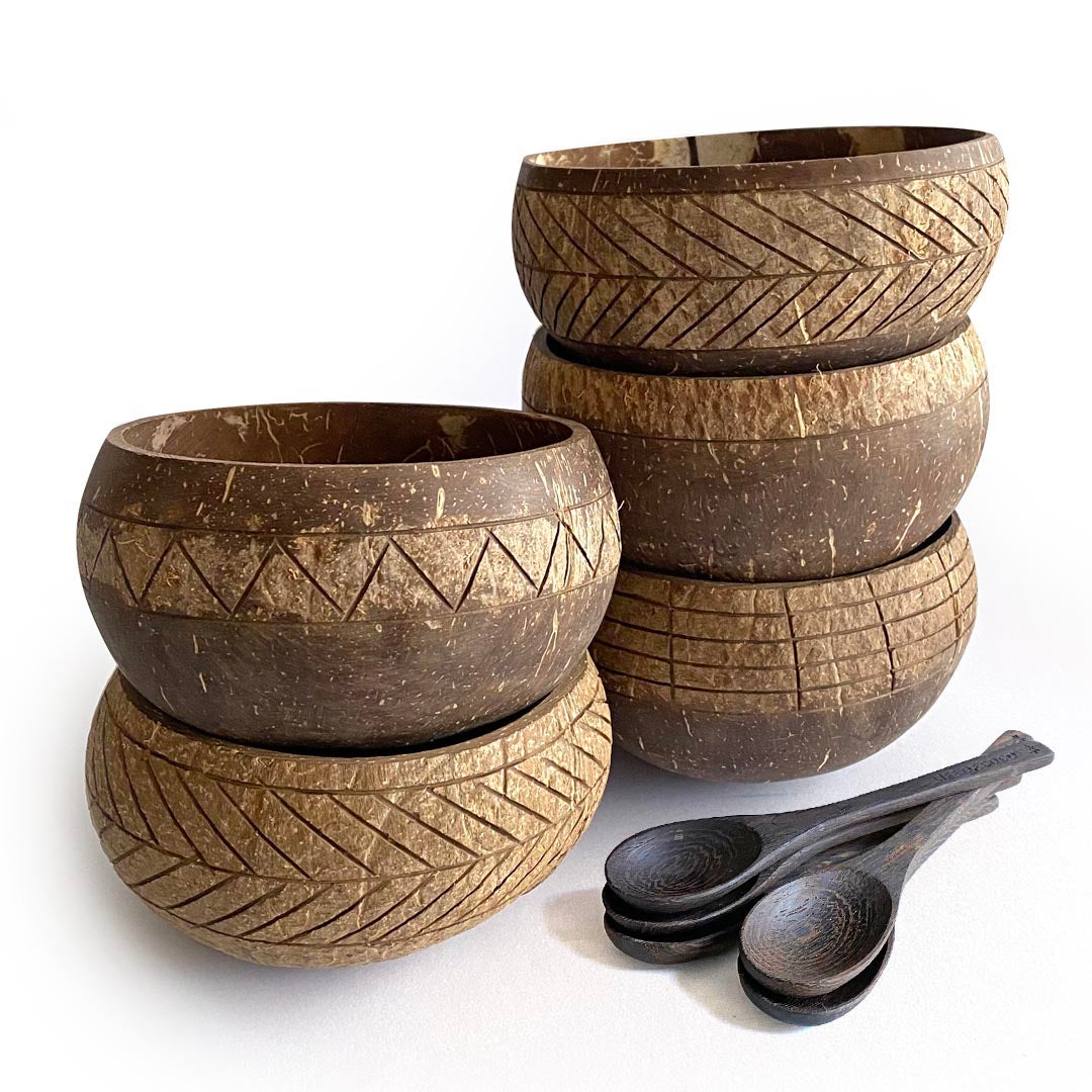 Jumbo boho carved coconut bowls