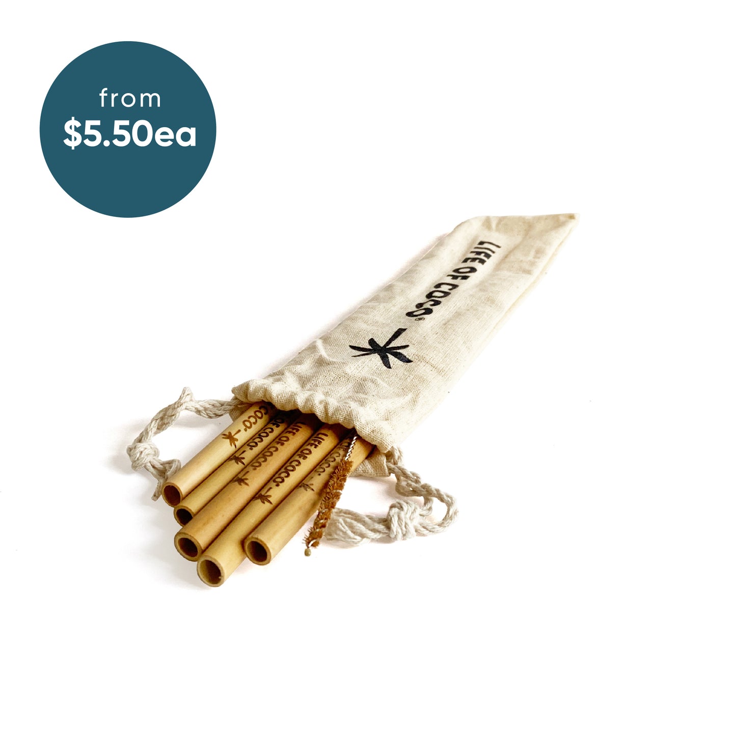 life of coco wholesale reusable bamboo straw pack