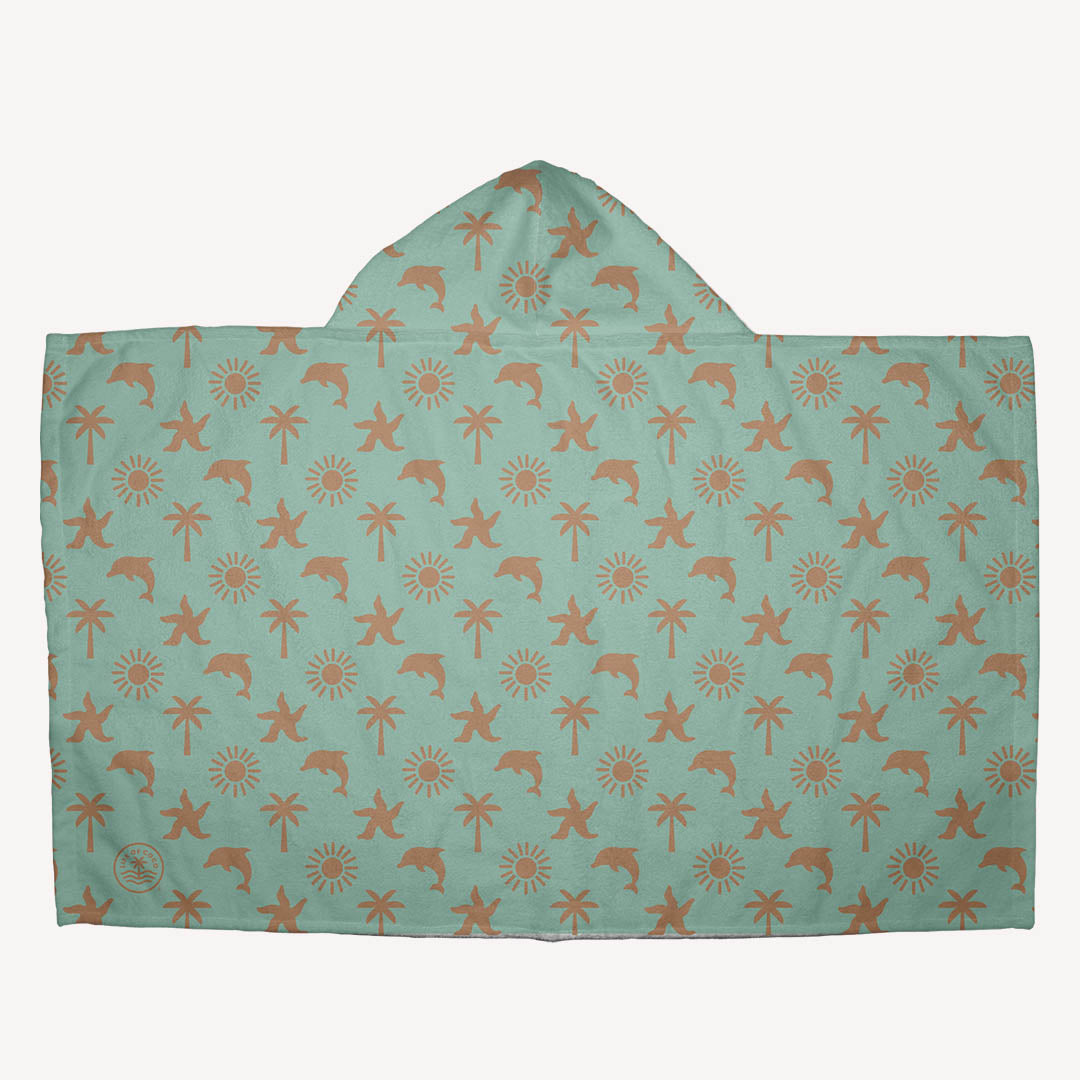 Hooded Kids Sand Free Towel Aqua