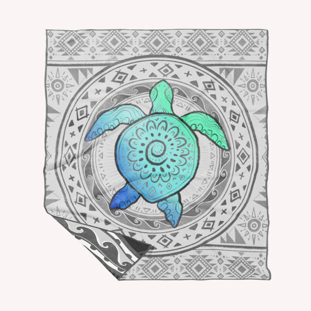 Double Sided Sand Free Beach Towel with Turtle Design