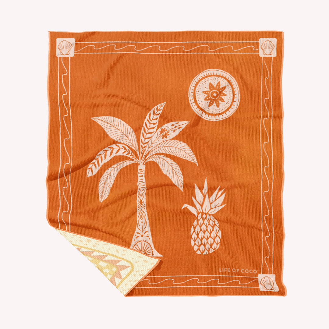 Sunflower Palm Trees Sand Free Beach Towel