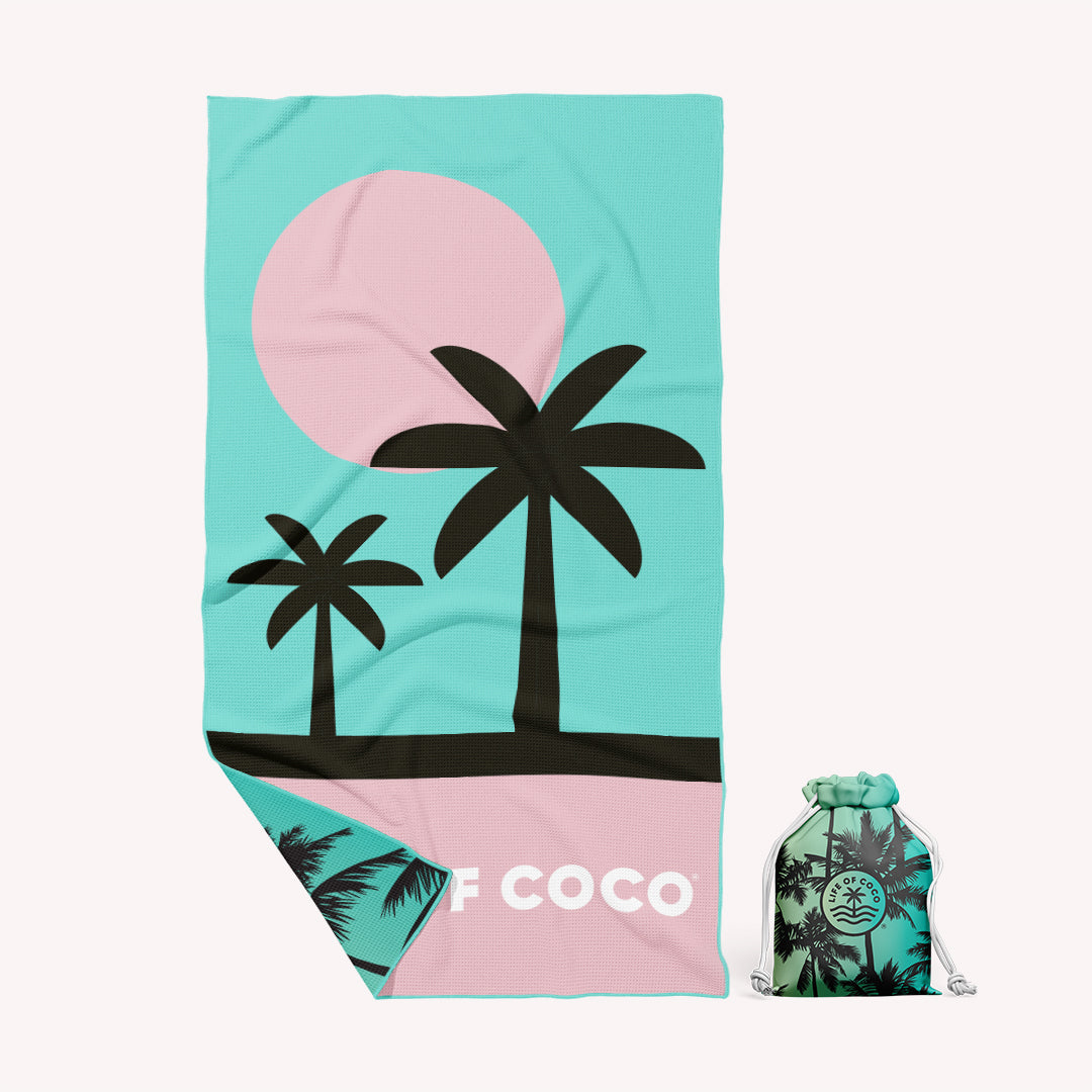 Miami Palm Trees Sand Free Beach Towel