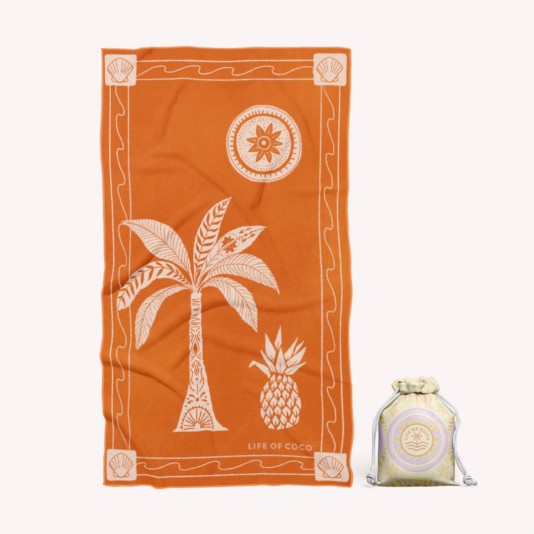 Life of Coco Palm tree sunflower sand free beach towel