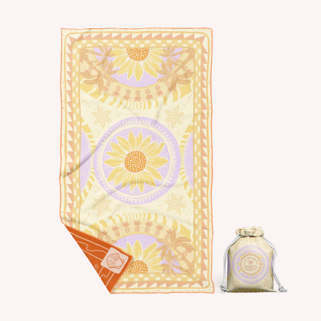LOC Sand Free Beach Towel Sunflower palm tree