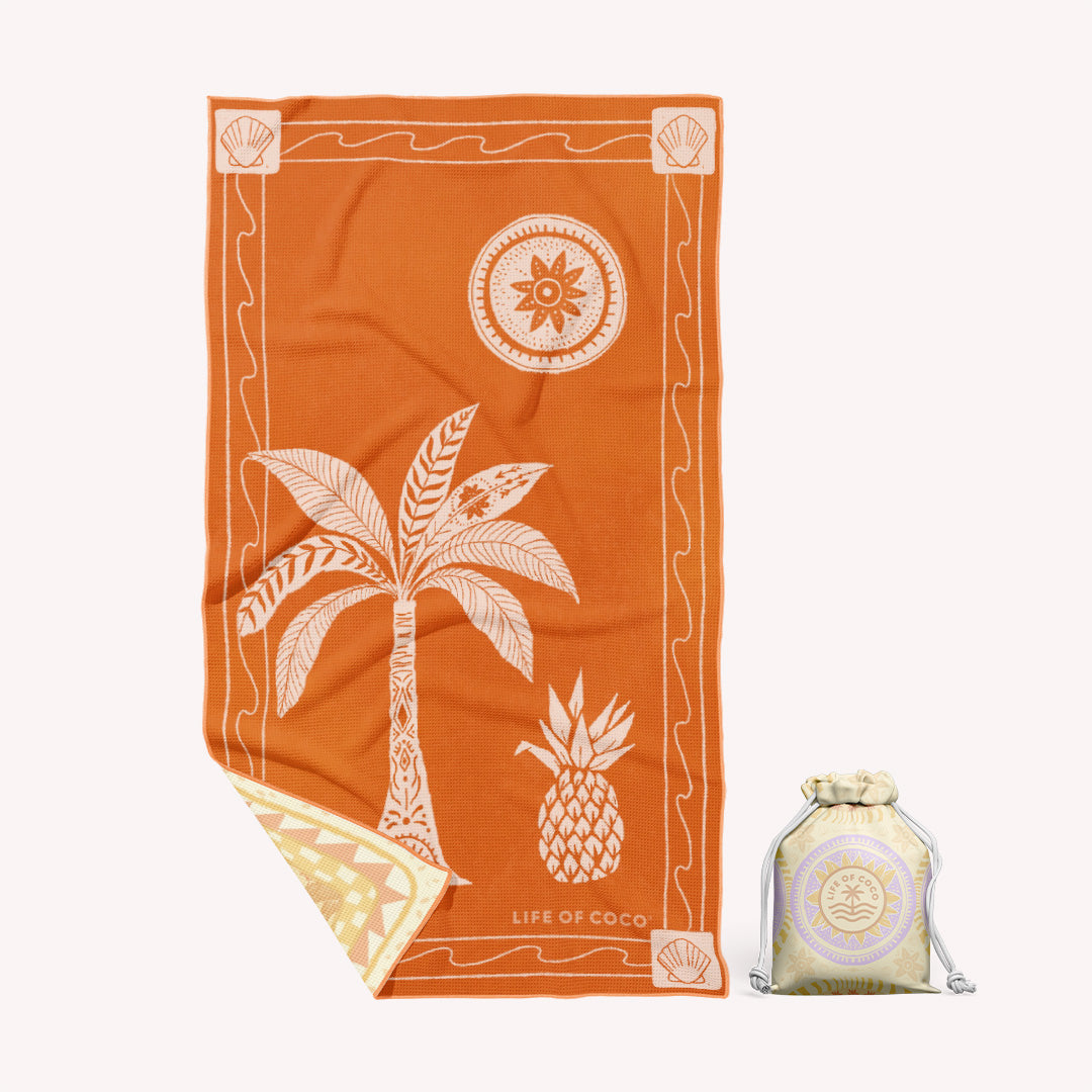 LOC Sunflower Single Palm Tree Sand Free beach towel