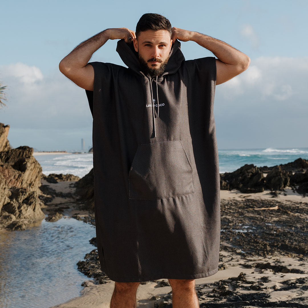 PRE ORDER Sand Free Adult Hooded Towel | Black