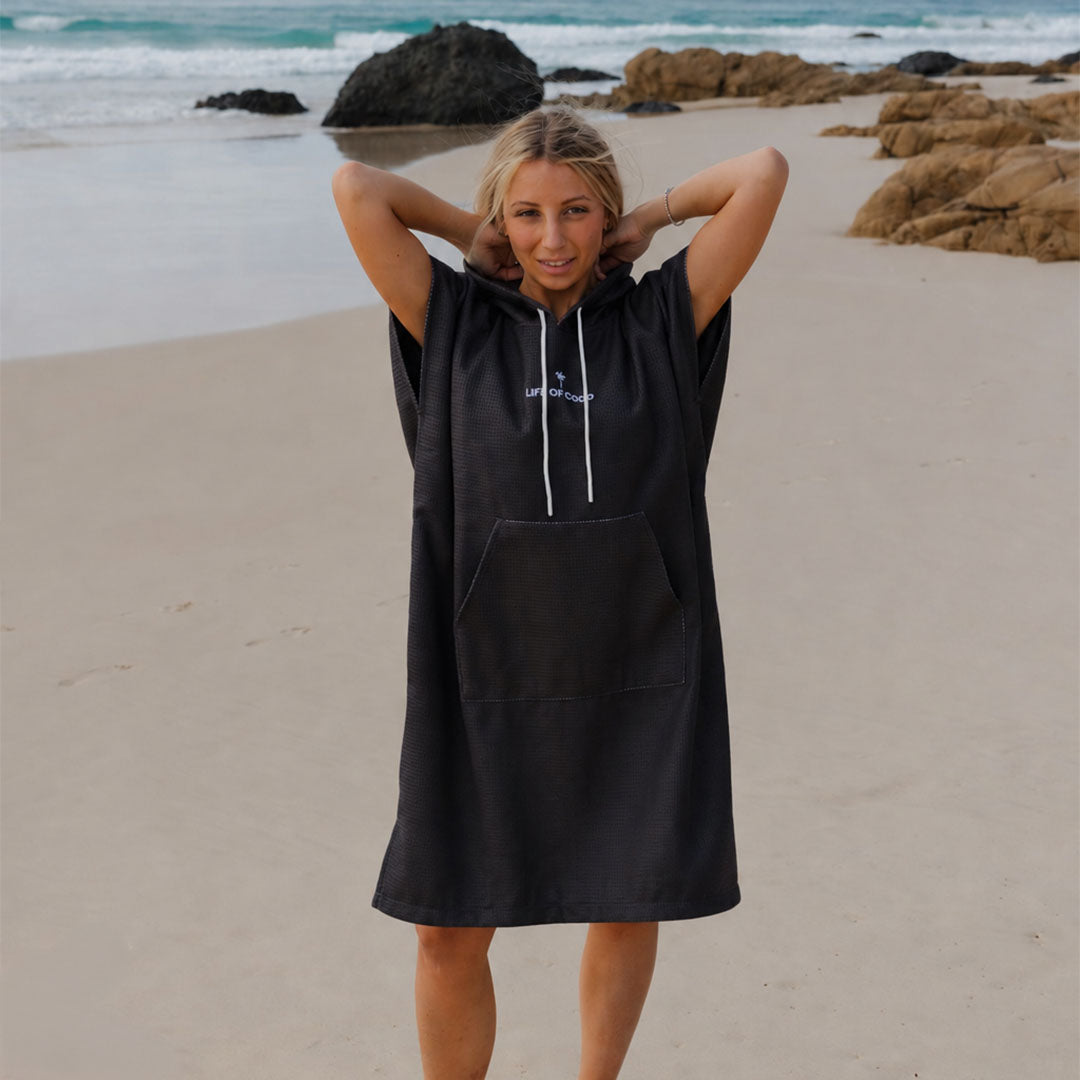 PRE ORDER Sand Free Adult Hooded Towel | Black