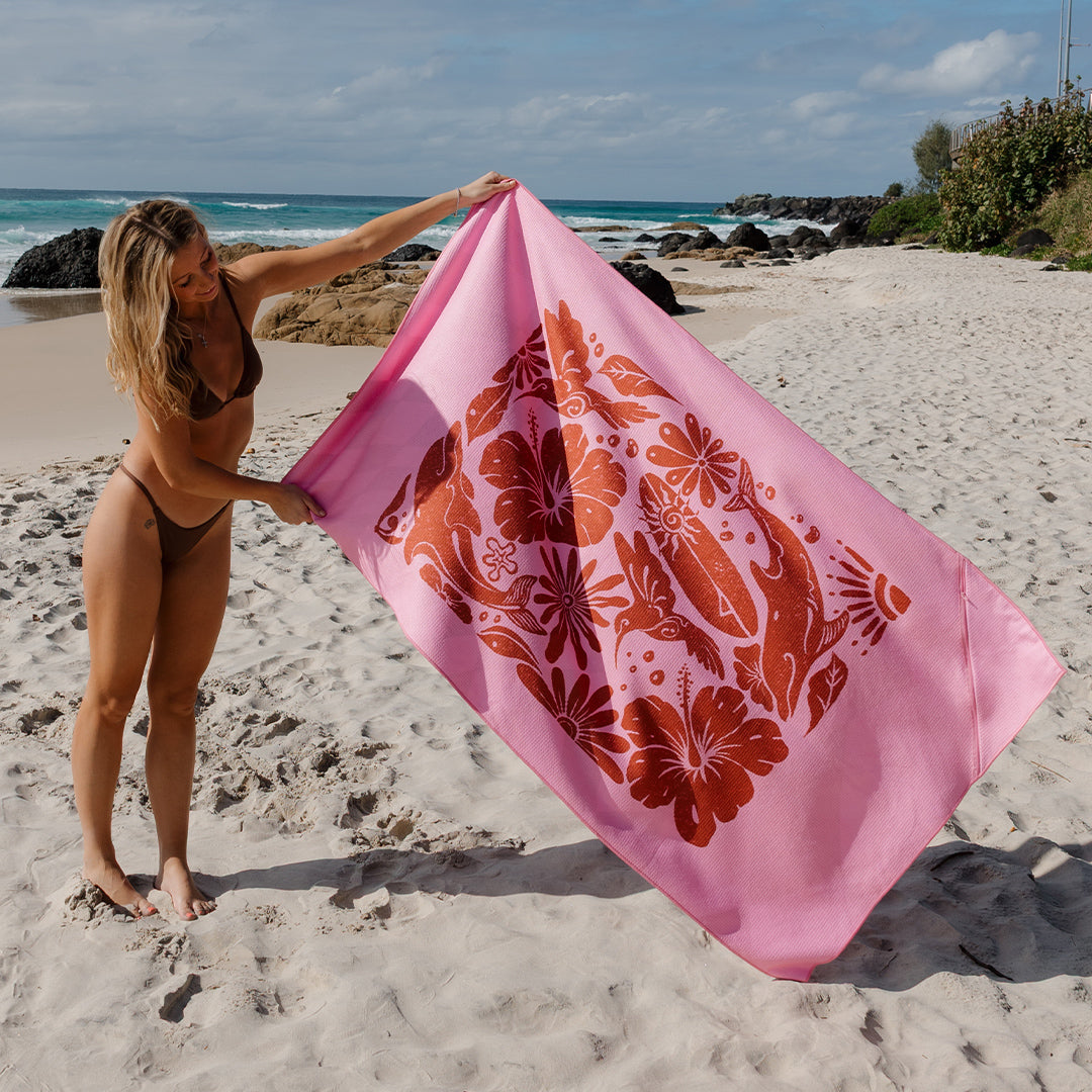 PRE ORDER Sand Free Beach Towel | Single | Costa Rica Hibiscus