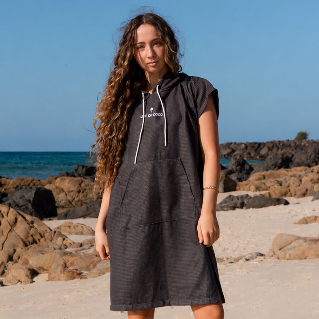 PRE ORDER Sand Free Teen Hooded Towel | Black