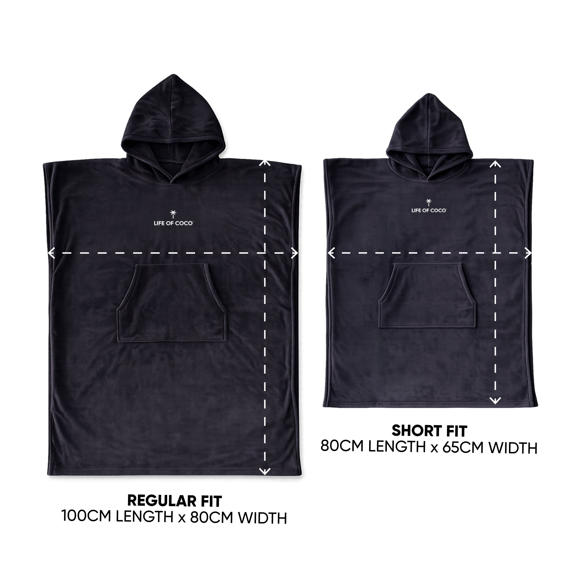 Adult Hooded Towel Poncho | Black