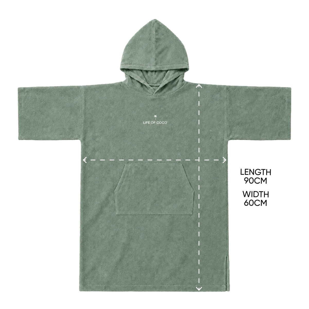 PRE ORDER Teen Long Sleeve Hooded Towel Poncho - Sage Green